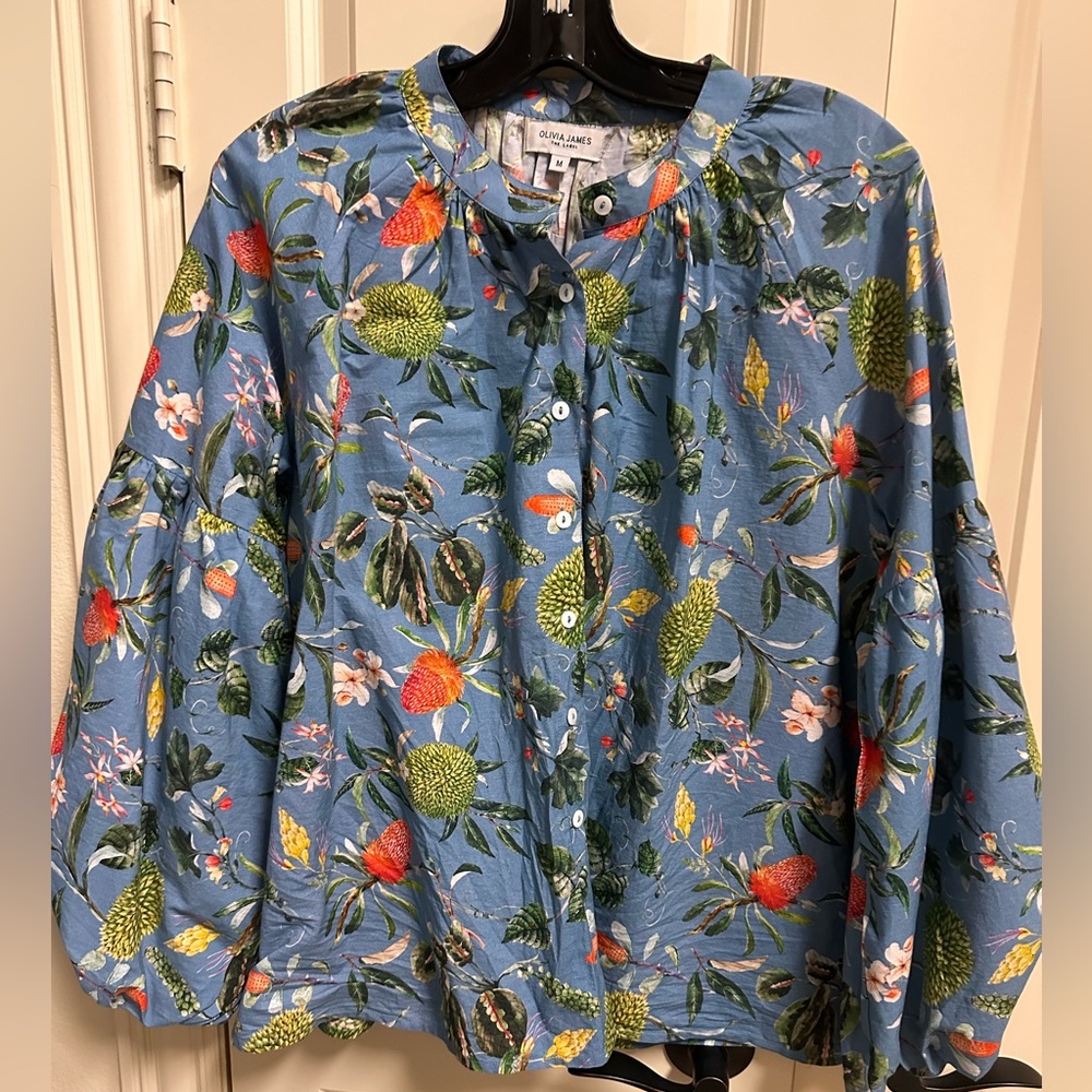 Olivia James the label size medium floral print poplin shirt